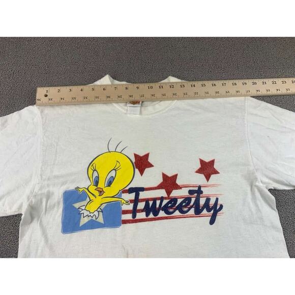Vintage Looney Tunes Shirt Women's M Tweety Bird American Fireworks Star Cartoon - Picture 6 of 11